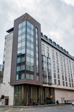 Belfast, UK- 19 Şubat 2022 Belfast Kuzey İrlanda 'daki Fitzwilliam Oteli.