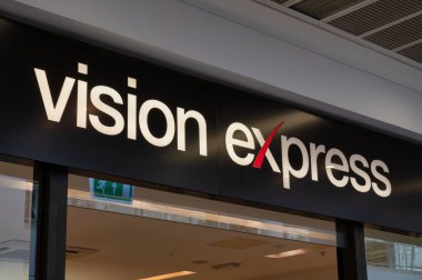 Belfast, UK- 21 Şubat 2022: Belfast Kuzey İrlanda 'da Vizyon Ekspresi işareti.