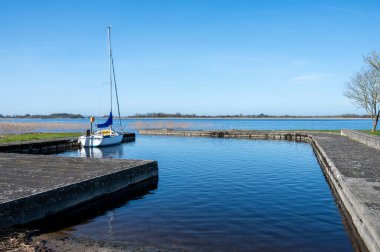 Yelkenli, İrlanda 'da Lough Ree limanında küçük bir adamla denize açıldı.