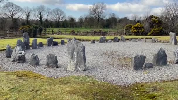 Panning Video Drumskinny Stone Circle Hrabství Fermanagh Severní Irsko — Stock video