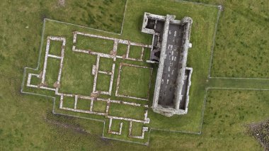 Aerial picture of the ruins Rathfran Abbey in County Mayo, Ireland