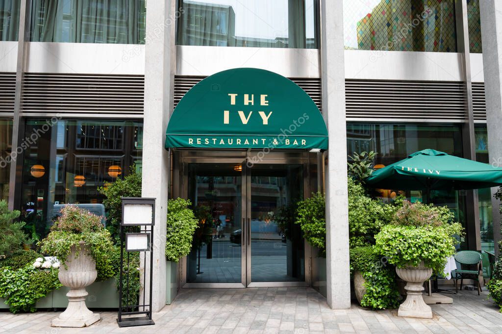 London, UK- May 3, 2022: The Ivy Restaurant & Bar on Victoria street  in London