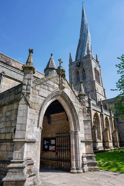 Chesterfield May 2022 May All Saints Church Crop Spire Chesterfield — 스톡 사진