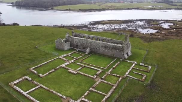 Εναέρια Βίντεο Του Rathfran Abbey Στο County Mayo Ιρλανδία Αυτό — Αρχείο Βίντεο