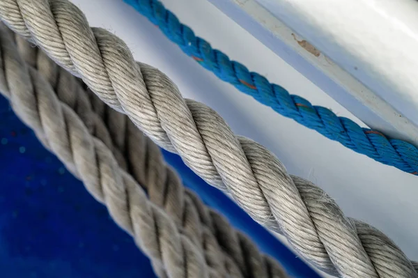 Nautical ropes on a sailboat in Ireland