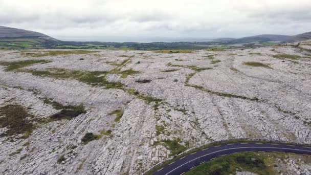 Drone Aerial Video Flying Exposed Limestone Burren County Clare Ireland — Stock videók