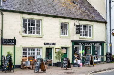 Beaumaris, UK- July 8, 2022: The front of Tredici  Italian Kitchen, Butchers and Deli in Beaumaris on the island of Anglesey Wales