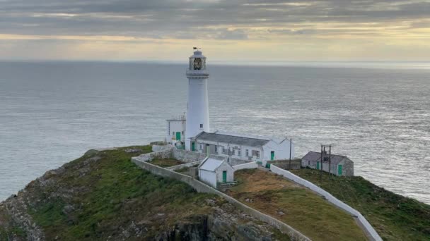 Video South Stack Lighthouse Island Anglesey North West Coast Wales — Stockvideo