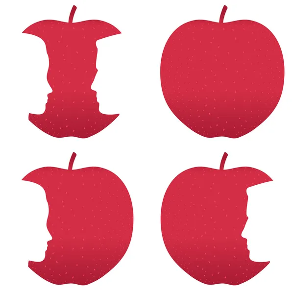 Rött äpple profil biter — Stock vektor