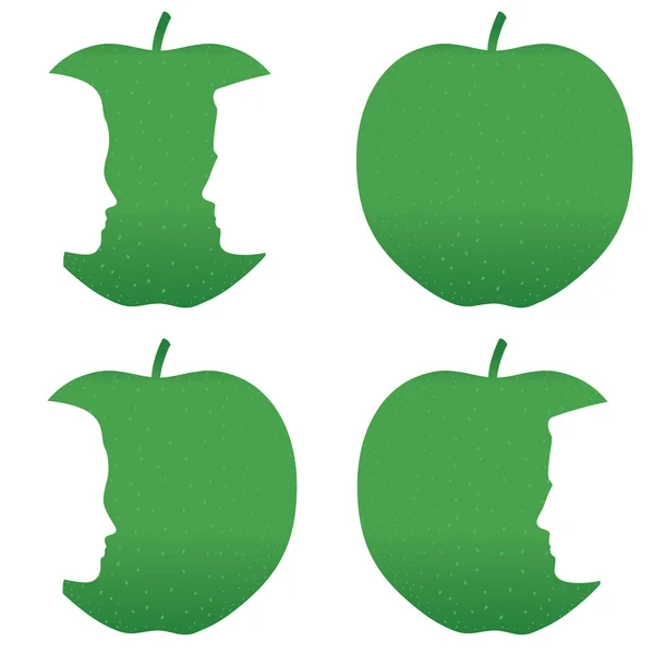 Picadas de perfil de maçã verde — Vetor de Stock