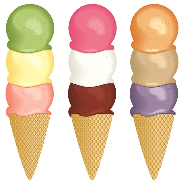 Ice cream 3 scoops — Stock Vector