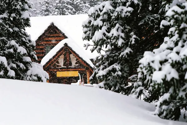 Cabaña Nieve Casa Santa Claus Bosque Nevado —  Fotos de Stock