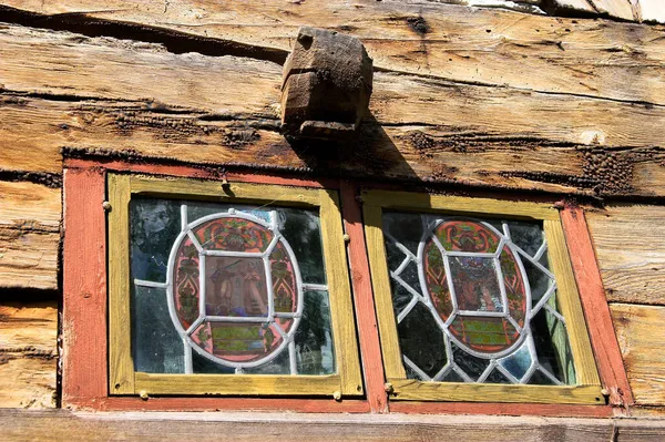 스웨덴 고틀란드분게에 박물관에 농가의 창문들 — 스톡 사진