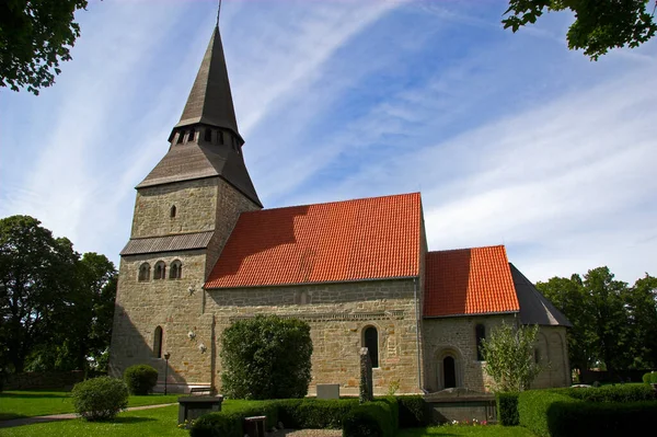 Igreja Fortificada Medieval Havdhen Gotland Suécia — Fotografia de Stock