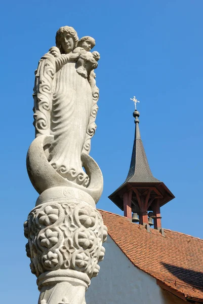 Rapperswil Standbeeld Van Heilige Maria Kanton Gallen Zwitserland Europa — Stockfoto