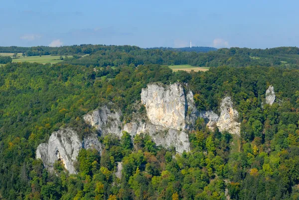 Вид Камінь Rauher Stein Долині Danube Baden Wuerttemberg Німеччина Європа — стокове фото