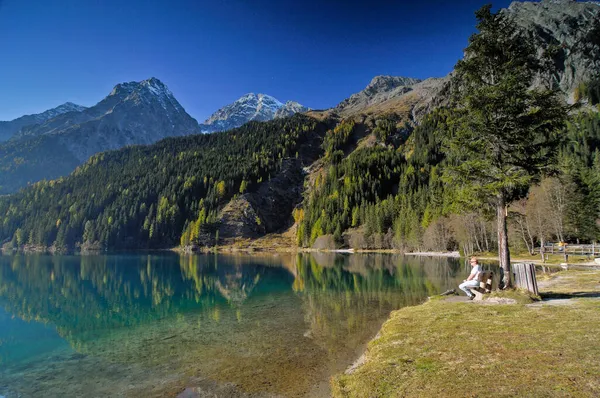 Lago Montaña Staller Sattel Paisaje Otoñal Tirol Oriental Austria —  Fotos de Stock