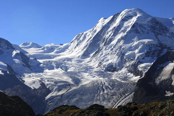 Gipfel Liskamm Gletscher Grenzgletscher Zermatt Wallis Schweiz — Stockfoto