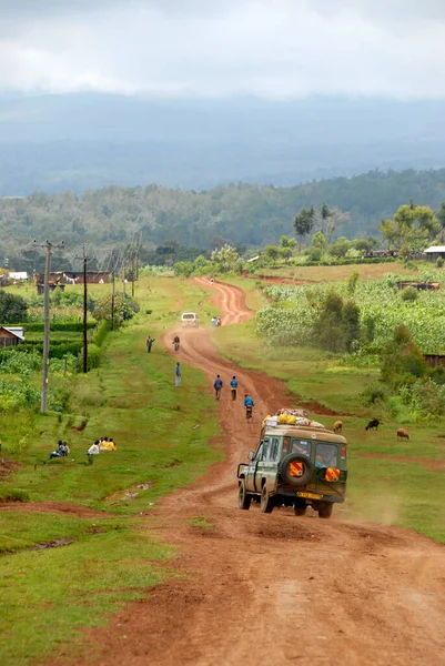 4X4 Jeep Prašné Cestě Džungle Mount Kenya National Park Keňa — Stock fotografie