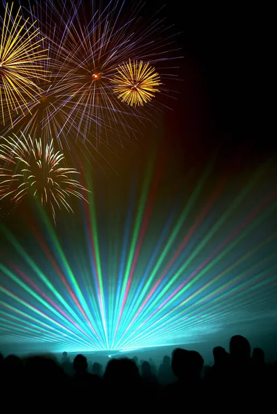 Laser Show Con Fuochi Artificio Fiera Del Divertimento Rotenburg Wuemme — Foto Stock