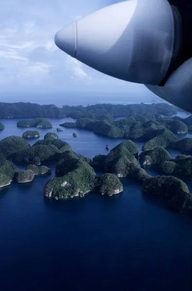 Ilhas Rochosas Voo Sobre Ilhas Palau Micronésia — Fotografia de Stock
