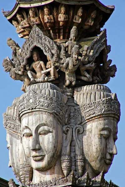 Temple Bois Sanctuaire Vérité Pattaya Thaïlande Siam Asie — Photo