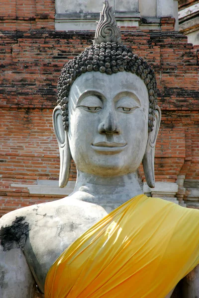 Statue Bouddha Site Temple Ayutthaya Wat Yai Chai Mongkol Thaïlande — Photo