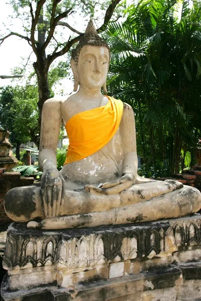 Statue Bouddha Site Temple Ayutthaya Wat Yai Chai Mongkol Thaïlande — Photo