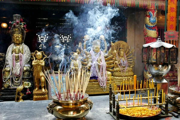 Palitos Incenso Área Templo Ayutthaya Wat Phanangchoeng Worawihan Tailândia Sião — Fotografia de Stock