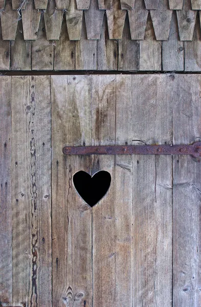 Door Historical Closet Heart Sign Cut Wooden Door — Stock Photo, Image