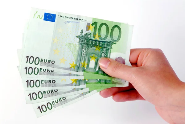 Рука Холдинг 500 Eur Плата Обучение — стоковое фото