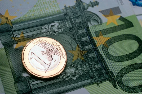 Moneta Euro Banknotach Euro — Zdjęcie stockowe