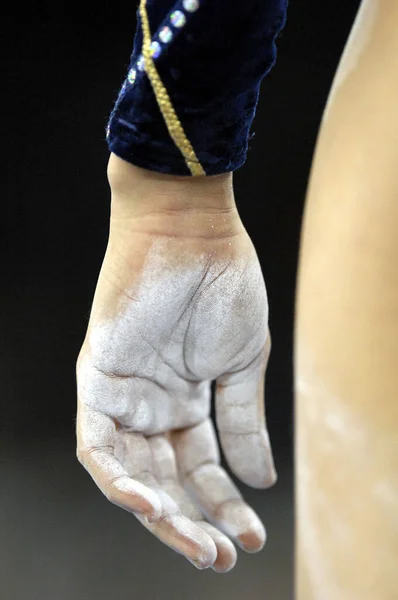 Artistic Gymnastics Hand Magnesia — Stock Photo, Image