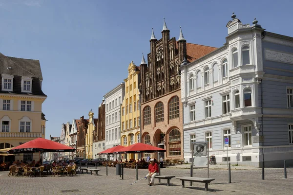 Eski Pazar Meydanı Stralsund Mecklenburg Batı Pomerania Almanya — Stok fotoğraf