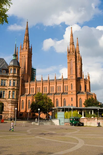 Εκκλησία Στην Παλιά Πόλη Wiesbaden Έσση Γερμανία — Φωτογραφία Αρχείου