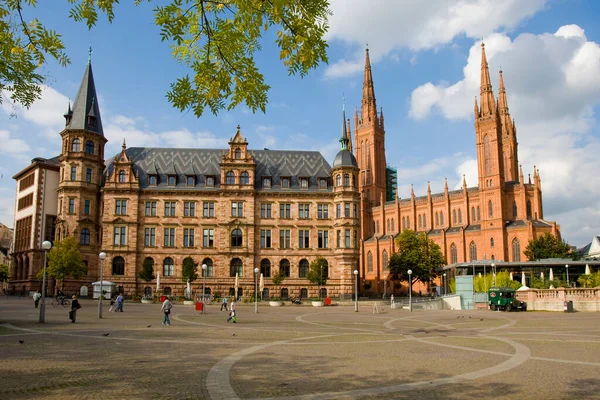 Πίσω Μέρος Του Δημαρχείου Wiesbadener Wiesbaden Hessen Γερμανία — Φωτογραφία Αρχείου