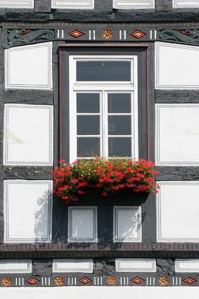 Madeira Emoldurada Casa Com Inscrição Cidade Velha Butzbach Hesse Alemanha — Fotografia de Stock