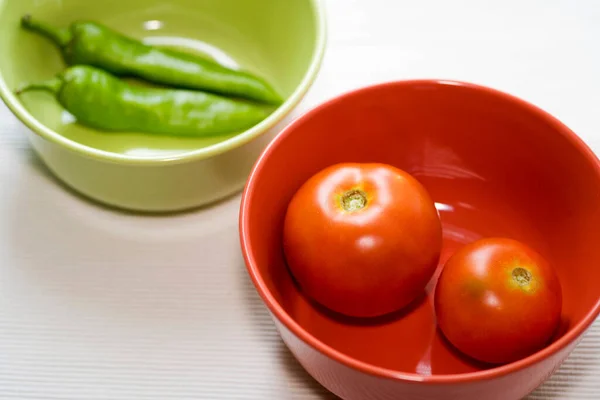 Verduras Tazón Del Mismo Color — Foto de Stock