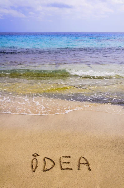 IDEA word written on sand — Stock Photo, Image