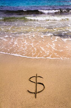 dolar işareti yıkanıp kum