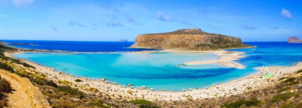 Geweldig uitzicht over de lagune en gramvousa eiland balos op Kreta, Griekenland — Stockfoto