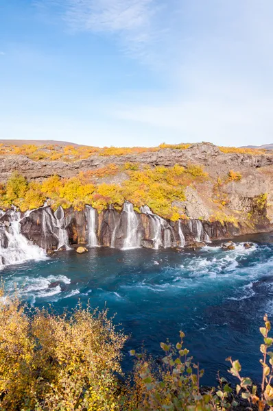 Hraunfossar vattenfall, Island — Stockfoto