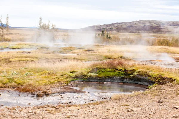 Steam coming out of a small geyser in the geysir destrict — Stock Photo, Image