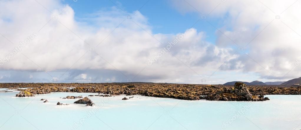 Blue Lagoon - famous Icelandic spa and Geothermal Power plant (panoramic picture)