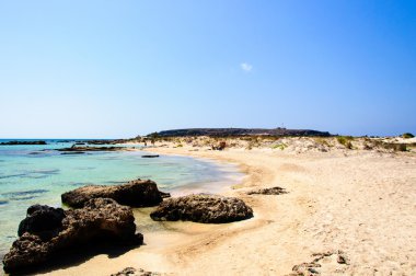 elafonissi beach, pembemsi beyaz kum ve turkuaz su, Girit Adası, Yunanistan