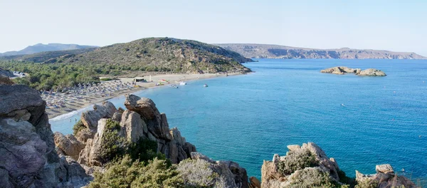 Faimoasa plajă de palmieri din Vai, insula Creta, Grecia — Fotografie, imagine de stoc