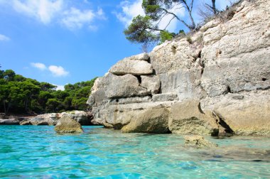 Cala macarella bay, Minorka Adası, Balear Adaları, İspanya