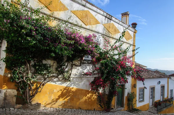 Traditionell arkitektur i medeltida portugisiska staden obidos — Stockfoto