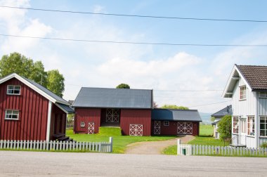 Gardermoen, Norveç - 21 Mayıs, 2014:norwegian ahşap geleneksel mimarisi üzerinde 21 Mayıs 2014 yılında gardermoen, Norveç
