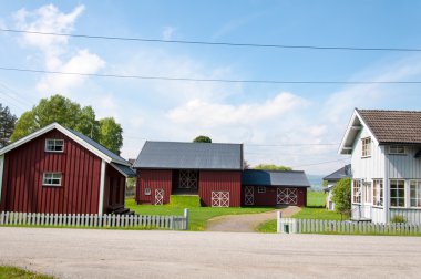 Gardermoen, Norveç - 21 Mayıs, 2014:norwegian ahşap geleneksel mimarisi üzerinde 21 Mayıs 2014 yılında gardermoen, Norveç